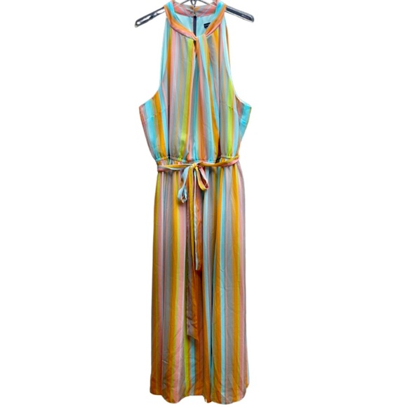 Lane Bryant Dresses & Skirts - Lane Bryant Striped Multicolor Sleeveless Halter Neckline Maxi Dress Sz 24